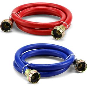 4FT Rubber Washing Machine Hoses for Washer Flexible Burst-proof Rubber Hot and Cold Water hoses 3/4 inch NPT Washer Water Hoses - 2 pack by Fetechmate