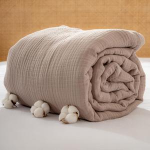 Muslin Blanket - Pure 100% Turkish Cotton Airy Soft Light Versatile Gauze Throw Blanket for Bed, Couch, Sofa (Taupe, California King Size (95" x 125" inch))