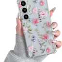 DEFBSC Soft Case Compatible with Samsung Galaxy A17 5G, Clear Floral Flower Pattern Print Design Flexible TPU Shockproof Cover for Women Girls, Flower Protective Phone Case,Pink Cosmos