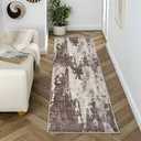 Modern Abstract Medium Pile Area Rug Brown , Size: 96×38 