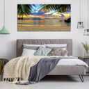 yearainn Canvas Wall Art Tropic Beach Sunset Palm Tree Leaves Large Nature Pictures Coast Landscape Canvas Artwork Seascape Ocean Contemporary Prints for Living Room Home Office Wall Decor 29" x 58"