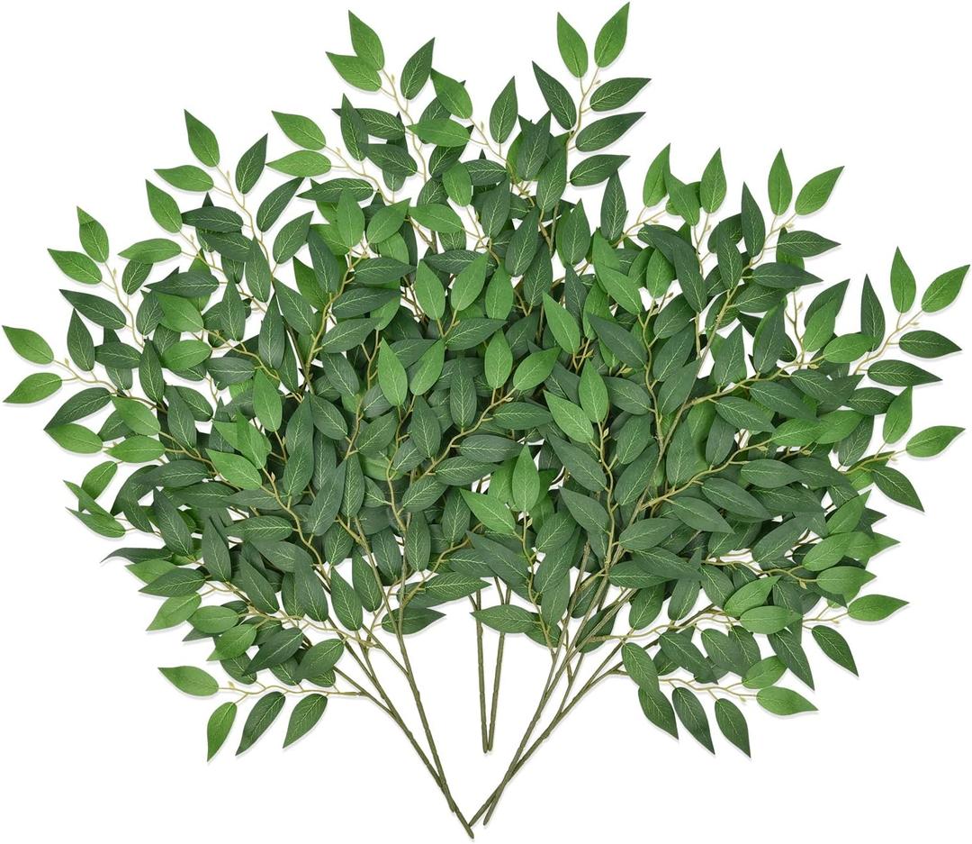 DearHouse 26inch Italian Ruscus Greenery Stems,Artificial Green Leaf Garland Vines Hanging Spray for DIY Wedding Arch Bouquet Filler Table Centerpieces Home Decor (16, Matte Green)
