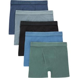 boys Hanes Originals Ultimate Supersoft Boys' Boxer Brief Underwear, Assorted, 5-pack (Medium, Green/Blue/Black)