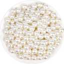 Pearl Beads for Craft, Anezus 200pcs Ivory Faux Fake Pearls, 12 MM Sew on Pearl Beads with Holes for Jewelry Making, Bracelets, Necklaces, Hairs, Crafts, Decoration and Vase Filler