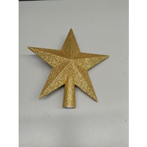 Livder 8 Inches Christmas Tree Top Crown Glitter Star Decoration (Golden)