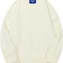 Aelfric Eden Women Oversized Basic Sweaters Vintage Crewneck Long Sleeves Knit 2025 Pullover Sweater Tops Apricot L