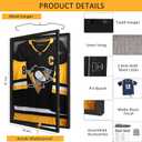 Large Jersey Frame Display Case, 26x37 Lockable Shadow Box Sports Jersey Frame with UV Protection Acrylic and Metal Hanger for Baseball Basketball Football Soccer Hockey XXL Shirt, Linen Black