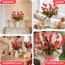 Homsunny 18.9 "Large Red Imitation Tulip Artificial Flowers, 30-Piece Pack. Perfect for Spring Weddings, Valentine's Day, Easter, Mother's Day, and Elegant Home and Table vase Arrangements.