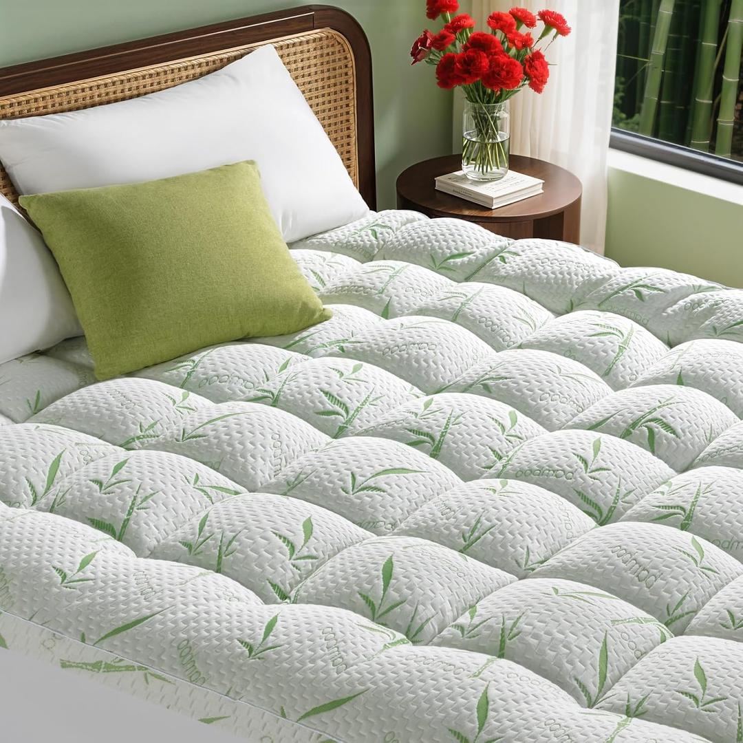 Jov5tic 3 Inch Mattress Topper King Size - 1500GSM Down Alternative Fill, Viscose Made from Bambu, Cooling Extra Firm Pillow Top Mattress Pad Cover for Back Pain with 6"-18" Deep Pocket (78"x80")