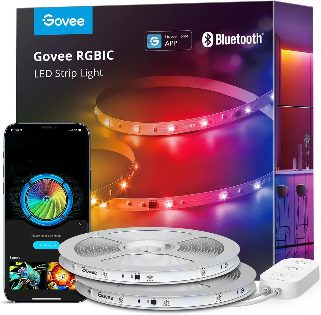Govee 100ft RGBIC LED Strip Lights, Smart LED Lights for Bedroom, Bluetooth LED Strip Lights APP Control, DIY Multiple Colors on One Line, Color Changing LED Lights for Bedroom Decor