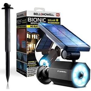 Bionic Spotlight Deluxe by Bell+Howell Solar-Powered Spot Light 25 Feet Motion Sensor, Sun Panels, Waterproof Frost Resistant Patio, Yard and Outdoor Lighting As Seen On TV, Black…