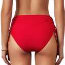 American Trends High Waisted Bikini Bottoms for Women Tummy Control Swimsuits Bottoms Full Coverage Bathing Suit Bottom (Red, M)