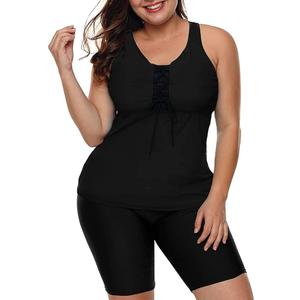 LALAGEN Womens 2025 Plus Size Tankini Swimsuits Rash Guard Capris Athletic Two Piece Swimwear Bathing Suits for Women 3XL