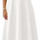ZESICA Women's Spring Sleeveless Cocktail Dresses 2026 Summer Crewneck Flowy Wedding Guest Party A Line Midi Dress White Medium