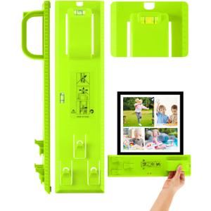 Instaframe Easy Picture Hanging Tool with Level, Goodsnova Picture Hanging Tool for Hang and Level in Seconds, Picture Hanger Tool Kit for Wall Photo/ Gallery Painting/ Mirror (Plastic) (Green)