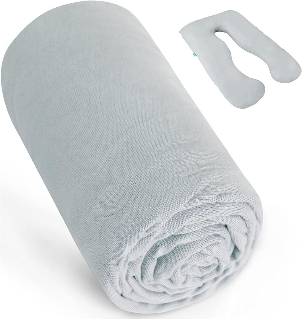 Pregnancy Pillow Cover U-Shaped , Super Soft Replacement Cover Fits Most 54x28 Inc Maternity Pillow, Full Body Pregnancy Pillow Case, Universal Fit, Grey 