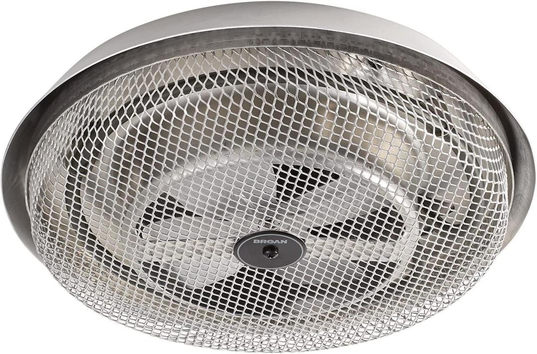Broan-NuTone 157 Low-Profile Fan-Forced Ceiling Heater, Enclosed Sheath Element for Bathroom, Kitchen, and Home, Standard, Satin Aluminum
