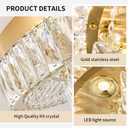 Modern Dimmable Led Crystal Chandelier: Flush Mount Crystals Ceiling Light with Remote - 24" Round Crystal Chandeliers Gold Ceiling Lighting Fixtures for Dining Room Bedroom Living Room Entryway