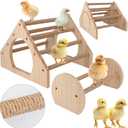 2Pack Wood Chick Perch Stand with Rope, Larbeti Chick Roosting Bar for Brooder with Holes Coop Chicken Jungle Gym Wooden Chicken Training Perch Stand Toy for Poultry, Bird, Parrot, Pigeon
