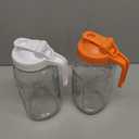2 Pack Glass Mason Jar Pitcher with Lid, 64 oz (2 Quart) Leakproof Water Pitcher with Handle for Sun Tea, Cold Brew, Milk & Juice, White & Orange