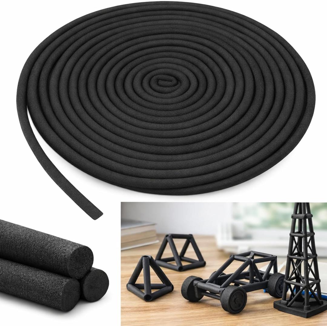 Frienda 5/8 Inch x 40 Ft Black Foam Noodles for Crafts Versatile Pool Noodles Foam Tubes Cylinder Rods for Modeling, DIY Arts and Crafts Supplies