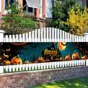 2 x 118x20 Inch Halloween Yard Decorations Outdoor Pumpkin Banner Haunted Castle Scene Happy Halloween Sign Bat Moon Backdrop for Fence Porch Garden Wall Party Seasonal Decor