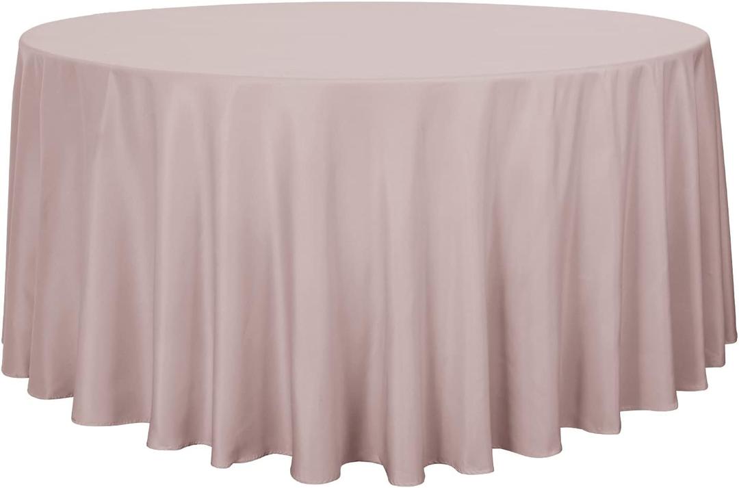 sancua Round Tablecloth - 108 Inch - Water Resistant Spill Proof Washable Polyester Table Cloth Decorative Fabric Table Cover for Dining Tables, Buffet Parties and Camping, Blush