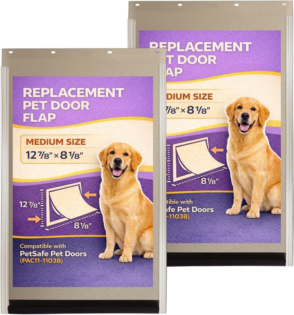PAC11-11038 Dog Door Replacement Flaps for Dogs and Cat, Doggy Doggie Pet Flap Replacement Doors Compatible with Pet-Safes, Size 12 7/8" x 8 1/8"，2PACK