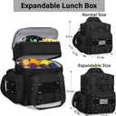 TENKIST Expandable Tactical Lunch Box, Large Insulated Lunch Cooler Bag Heavy Duty Leakproof Lunch Pail for Men Adults Work Office Outdoor Picnic Trips,16L,Black