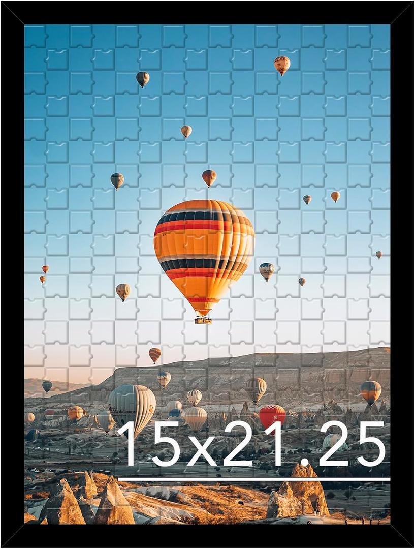 JCJMY 15x21.25 Puzzles Frame Black, Wall Hanging 15 x 21.25 Picture Frame for 15 by 21.25 Poster Photo Canvas Picture Puzzles with Shatter Resistant Plexiglass, Black