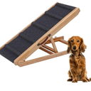 PAWBLISS Adjustable Dog Ramp for All Dogs | 6-Level (12.2"-25.5") Solid Wood Ramp | Non-Slip Carpet for Large & Small Dogs | Supports 200lbs | Portable Dog Ramp for Bed & Couch with Leather Handle