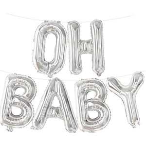 KatchOn, Silver Oh Baby Balloon - 16 Inch | Oh Baby Silver Mylar Balloon for Baby Shower Decorations | Oh Baby Banner, Oh Baby Balloons Letters | Silver Oh Baby Balloons For Gender Reveal Decorations