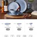 Famiware Dinnerware Sets for 4, Ocean Round 12-Piece Kitchen Plates and Bowls Sets, Reactive Glaze, Microwave and Dishwasher Safe, Scratch Resistant, Blue