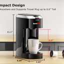 Bonsenkitchen Single Serve Coffee Maker K Cup Pod with 6-14oz Brew Size- 3 Min Fast Brewing Machine with Strength Control, BPA-free Materials, Fits 6.6" Travel Mugs, Silver, Upgrade, Black