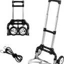 Folding Hand Truck Dolly Aluminum Foldable Hand Trolley Luggage Cart Max 175lbs Capacity Dolly Cart, with Telescoping Handle and Rubber Wheels, Double Bearings