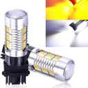 2 Pack 3157 Car LED Turn Signal Lights, Super Bright Vehicle Lighting Bulb Replacement, Two-color Design, Universal Waterproof Automotive Indicator Light for Truck SUV Car (White & Yellow)