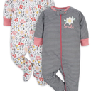 Gerber Baby Girls 2 Pack Sleep 'N Play Footie, Cloudy, 3-6 Months