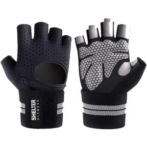 Breathable Fingerless Workout Gloves - Black (Large) Breathable Fingerless Workout Gloves - Black (Large)