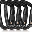 BEIFENG 25KN Auto Locking Carabiner - UIAA Certified Heavy Duty Climbing Carabiners for Rock Climbing, Camping, Rappelling, Hunting, Rescue Equipment - Professional Carabiner Clips (Black)