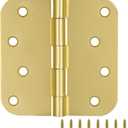Door Hinges for Interior Doors 3-Pack 4-inch x 4-inch, Design House 5/8-inch Radius Steel Door Hinge Door Hardware, Satin Brass, 181578