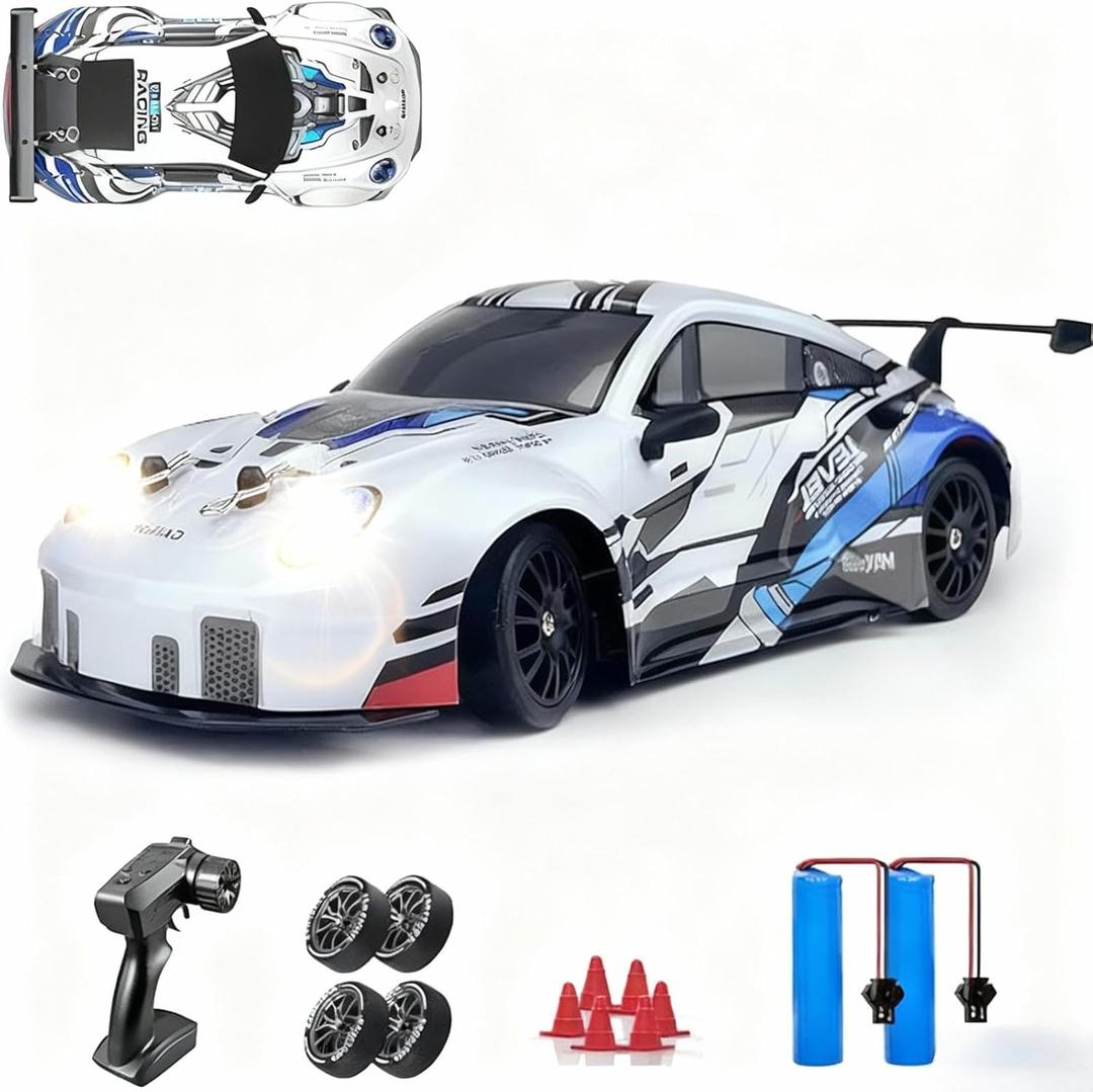 1:24 Scale RC Drift Car with Proportional Tuning & Gyro Control  20km/h 4WD High Speed, Dual Batteries 50+ Min Play, 2.4GHz Remote  Multi-Surface Drift Tires + LED Lights for Adults & Kids Metal : Toys & Games