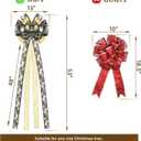 Choies Christmas Tree Topper Bow,53x13 Inches Large Christmas Bow with Glitter Streamer and Patterned Ribbon,Black and Gold Tree Topper Bows for Xmas Tree Wreaths Door Staircase Home Decor