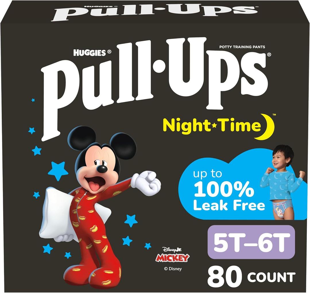 Pull-Ups Boys' Night-Time Potty Training Pants, Size 5T-6T Overnight Training Underwear (46-60 lbs), 80 Ct
