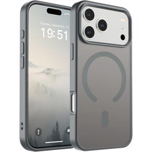 SUPFINE Magnetic for iPhone 17 Pro Case (Compatible with MagSafe)(Military Grade Drop Protection) Translucent Matte Shockproof with Anti-Fingerprint Phone Cover 2025,Gray