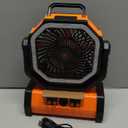 Camping Fan - 20000mAh Battery Powered Fan Rechargeable with LED Lantern - Portable Outdoor Tent Fans with Hanging Hook 4 Speeds Wind Remote Control (8.9*11.4*4.6in, Black and Orange)