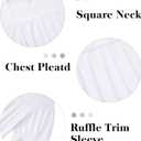 siliteelon Womens Summer Tops Pleated Square Neck Ruffle Puff Short Sleeve Blouse Cute Casual Vacation Outfits 2026 (White, S)