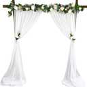 EHLDekol Sheer Chiffon Backdrop Curtains 10ft x 10ft Chiffon Fabric Drapes for Wedding, Long Sheer Curtain for Living Room, Arch Party Stage Decoration (White, 120 x 120 Inch)