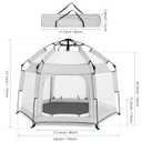 Bend River Baby Playpen with Canopy, Portable Baby Beach Tent, Toddler Play Yard Indoor and Outdoor, Foldable Mosquito Net for Infant - Light Grey