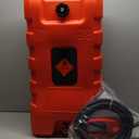 15 Gallon Gas Can, Fuel Tank Container with LE Fluid Transfer Manual Siphon Pump & 10FT Hose, Portable Diesel Gas Storage Caddy with Wheels for Car, ATV, Weeder, Boat, etc., Red