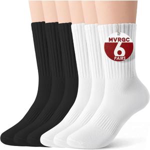 Crew Socks for Women & Men, 6 Pair Cute Cotton Casual Calf Socks Breathable Soft Above Ankle Socks, Size 5-10